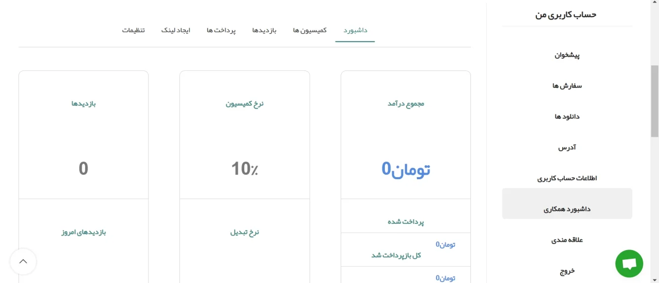 اطلاعات داشبورد همکاری